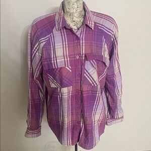 The North Face purple Plaid Striped Shirt Size L